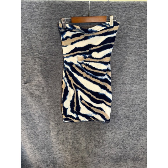 Windsor Dresses & Skirts - Windsor Womens Tiger PrintTubeDress Navy Tan Cream Strapless Bodycon Mini Size M